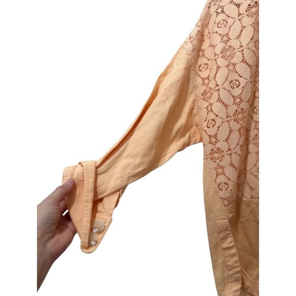 Anthropologie Maeve Lace Shirt Jacket Women Small Orange Shacket Cottage Western - Picture 13 of 16